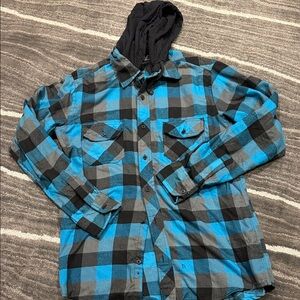 Men's Blue and Black Plaid Jacket